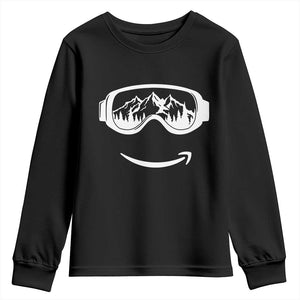 Funny Skiing Snowboard Youth Sweatshirt Snow Goggles Snow Mountain Winter Sport TS11 Black Print Your Wear