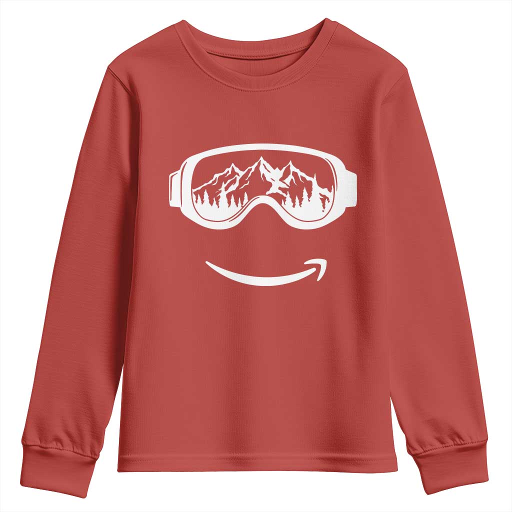 Funny Skiing Snowboard Youth Sweatshirt Snow Goggles Snow Mountain Winter Sport TS11 Red Print Your Wear