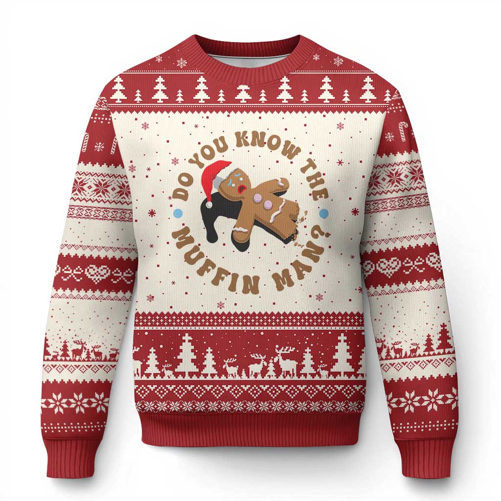 Xmas Gingerbread Ugly Christmas Sweater Funny Do You Know The Muffin Man - Print Your Wear