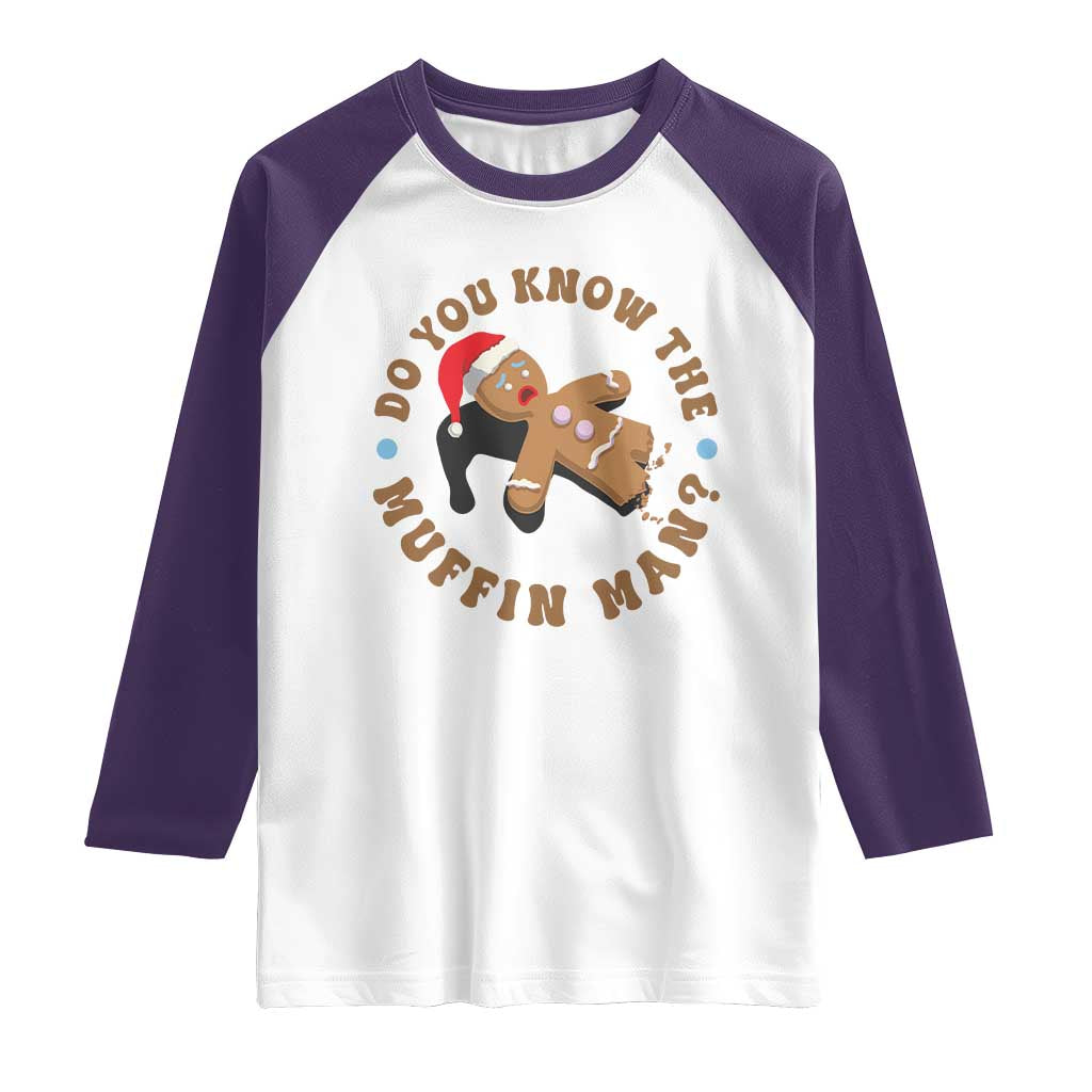 Christmas Gingerbread Raglan Shirt Funny Do You Know The Muffin Man TS11 White Purple Print Your Wear