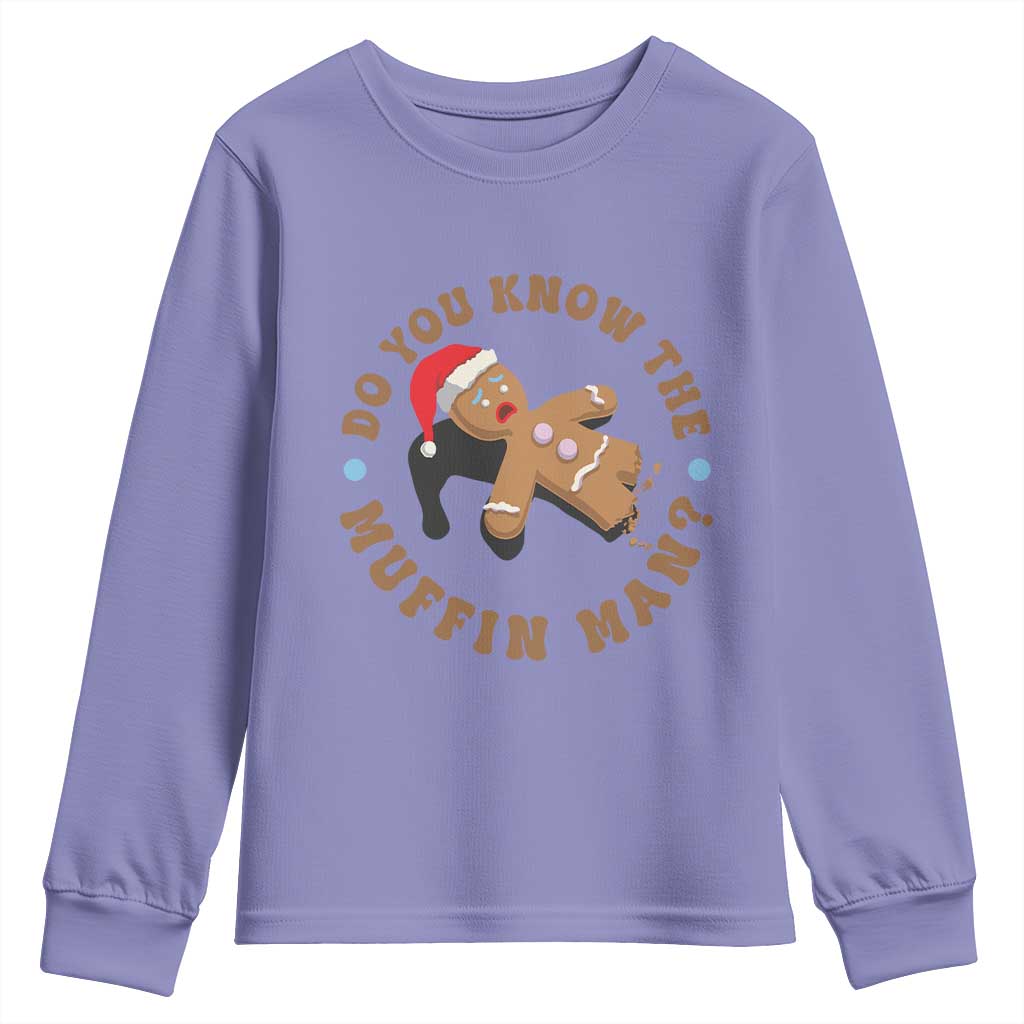 Christmas Gingerbread Youth Sweatshirt Funny Do You Know The Muffin Man TS11 Violet Print Your Wear