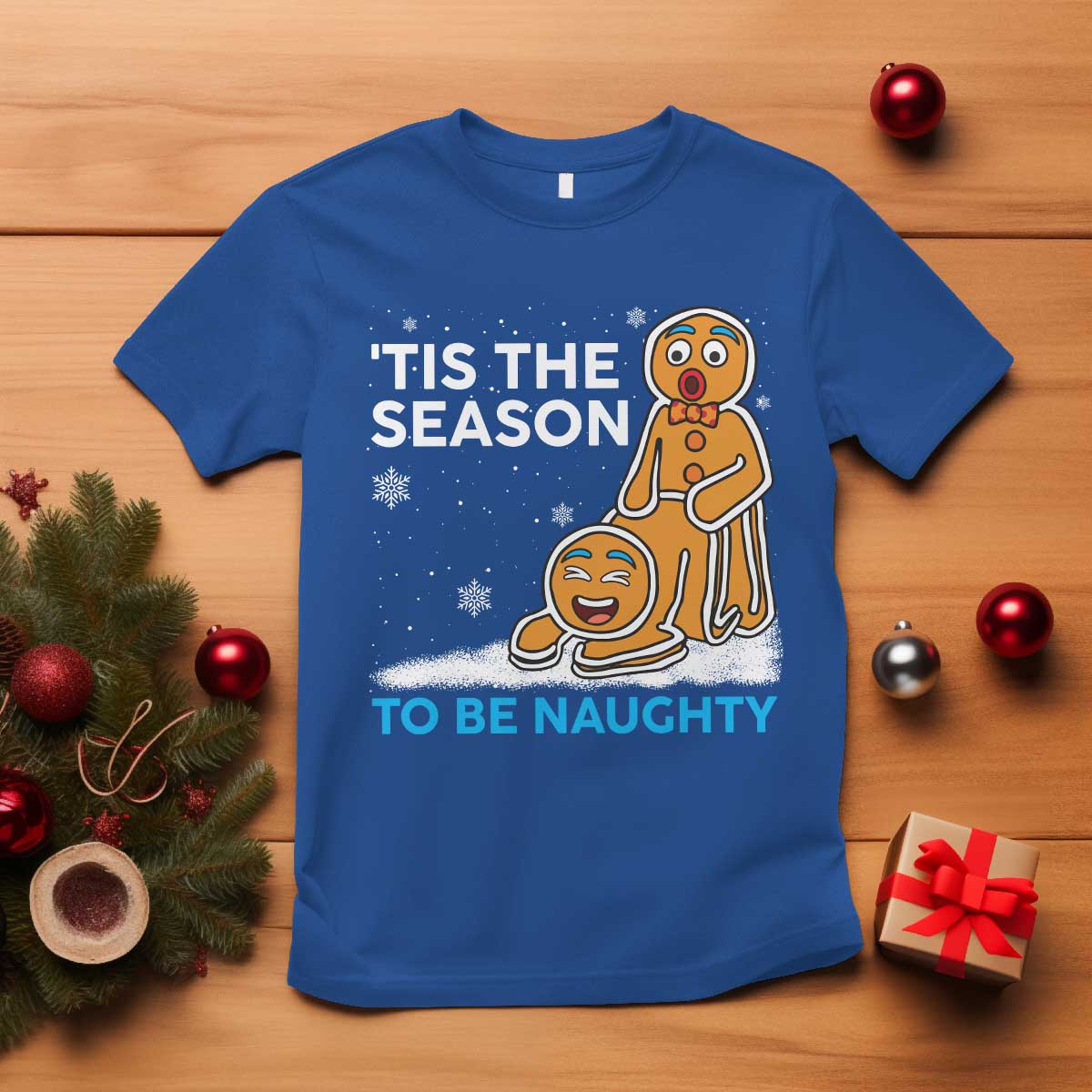 Funny Tis The Season To Be Naughty Dirty Christmas T Shirt Xmas Adult Humor TS11 Royal Blue Print Your Wear