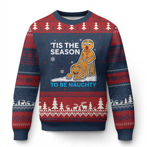 Funny Tis The Season To Be Naughty Dirty Xmas Ugly Christmas Sweater Xmas Adult Humor TS11 Navy Red Print Your Wear