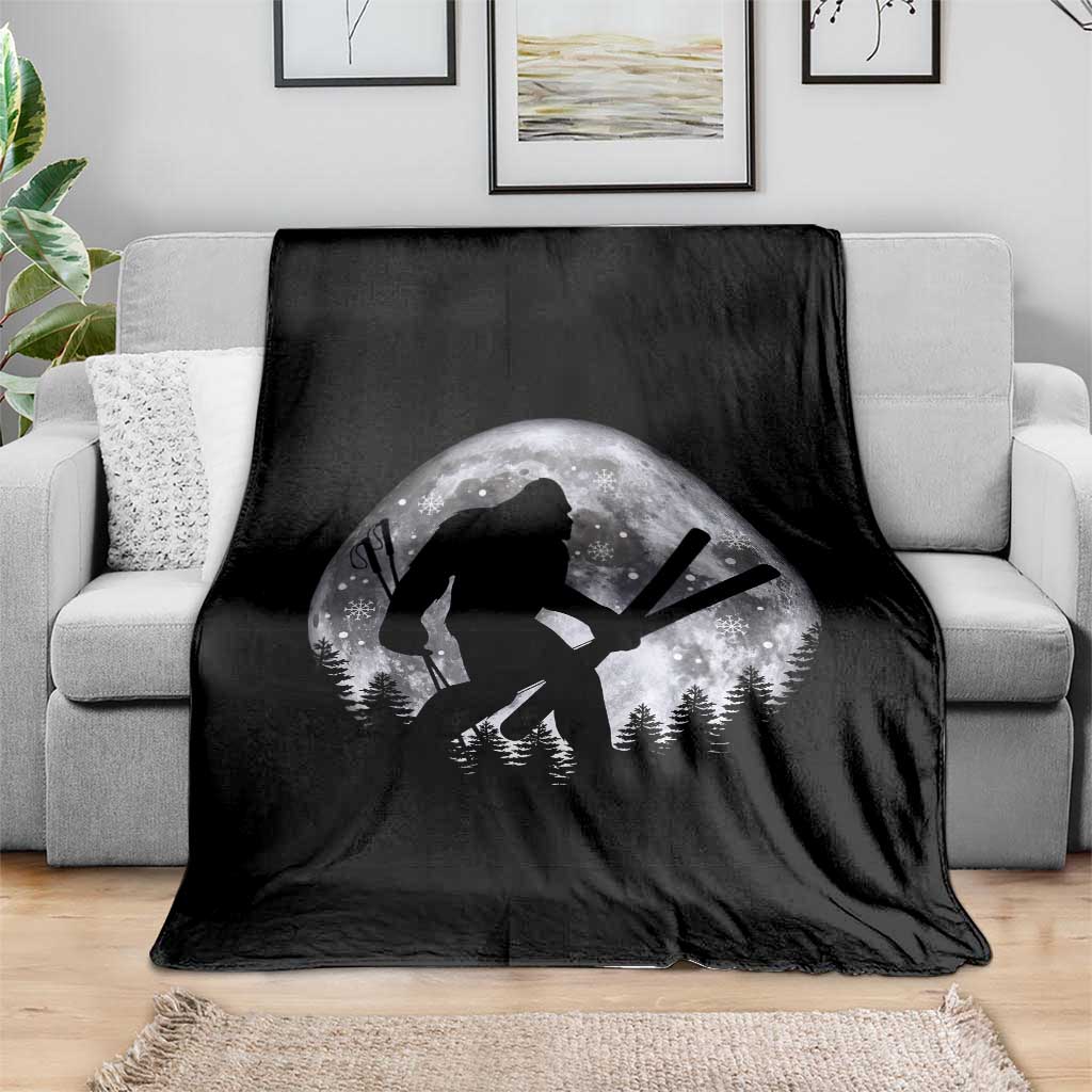 Funny Skiing Bigfoot Ski Winter Sport Moon Throw Blanket TS11 Print Your Wear