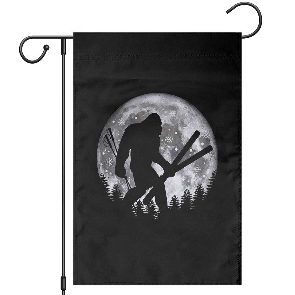 Funny Skiing Bigfoot Ski Winter Sport Moon Garden Flag TS11 Black Print Your Wear