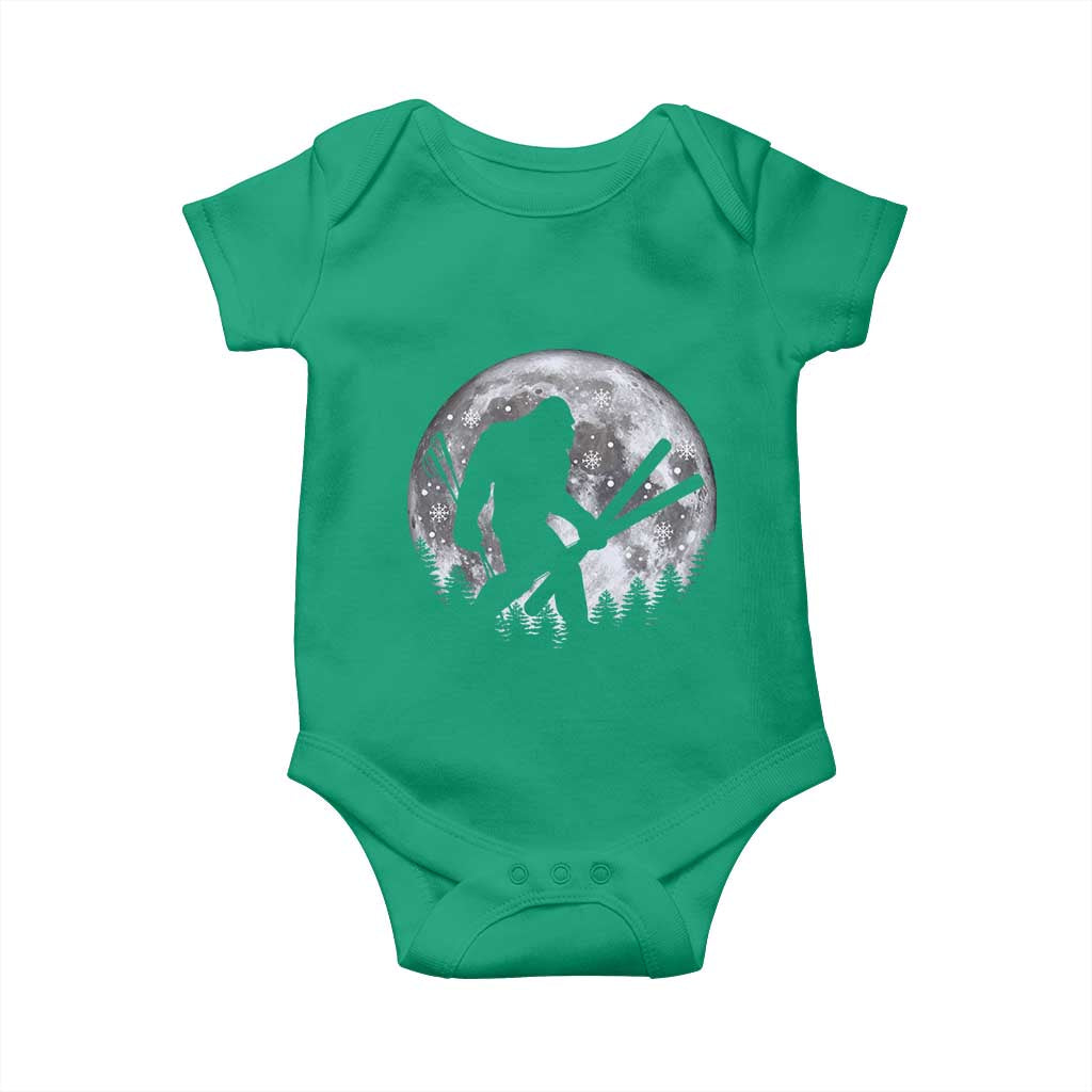 Funny Skiing Bigfoot Ski Winter Sport Moon Baby Onesie TS11 Irish Green Print Your Wear