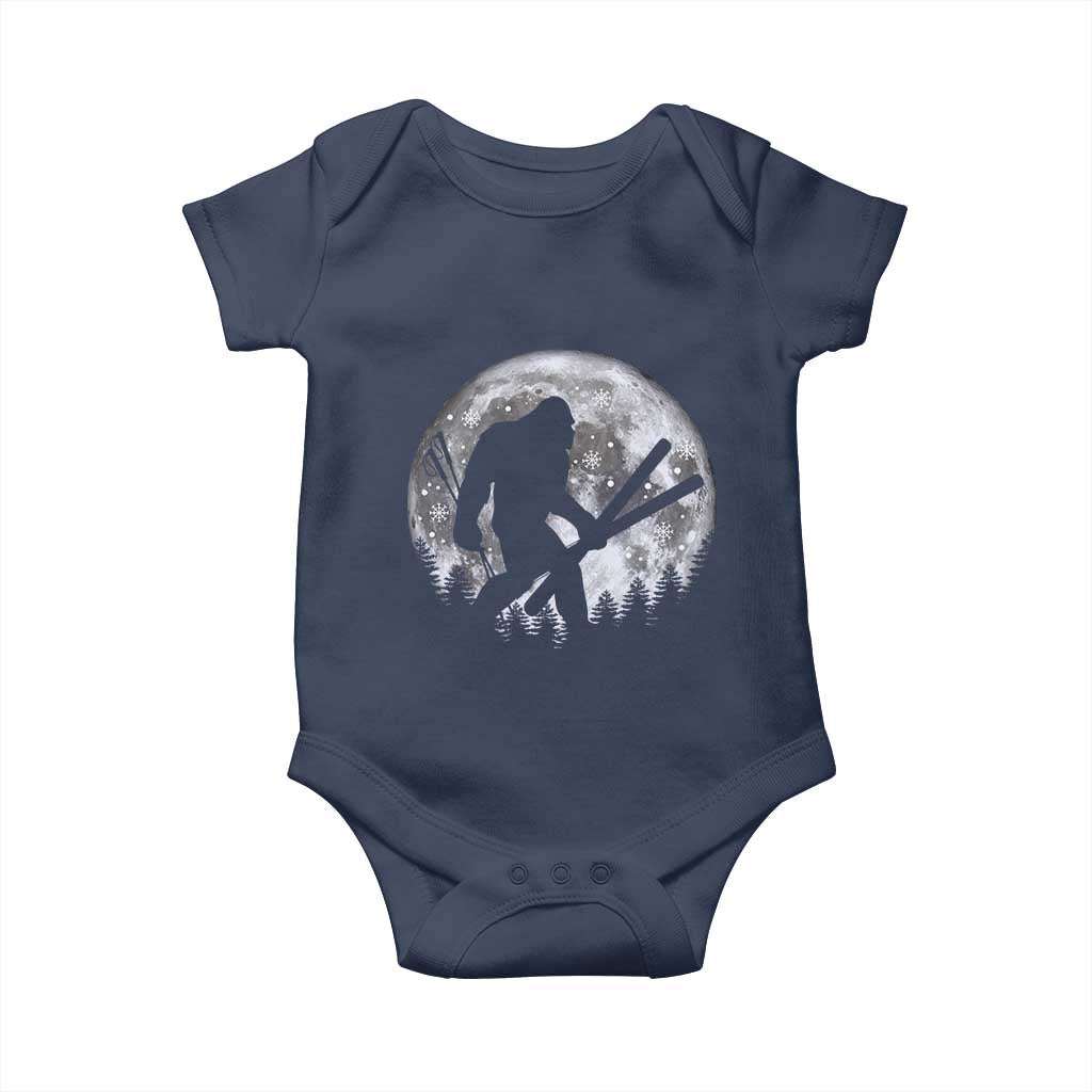 Funny Skiing Bigfoot Ski Winter Sport Moon Baby Onesie TS11 Navy Print Your Wear