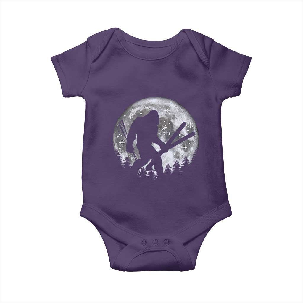 Funny Skiing Bigfoot Ski Winter Sport Moon Baby Onesie TS11 Purple Print Your Wear