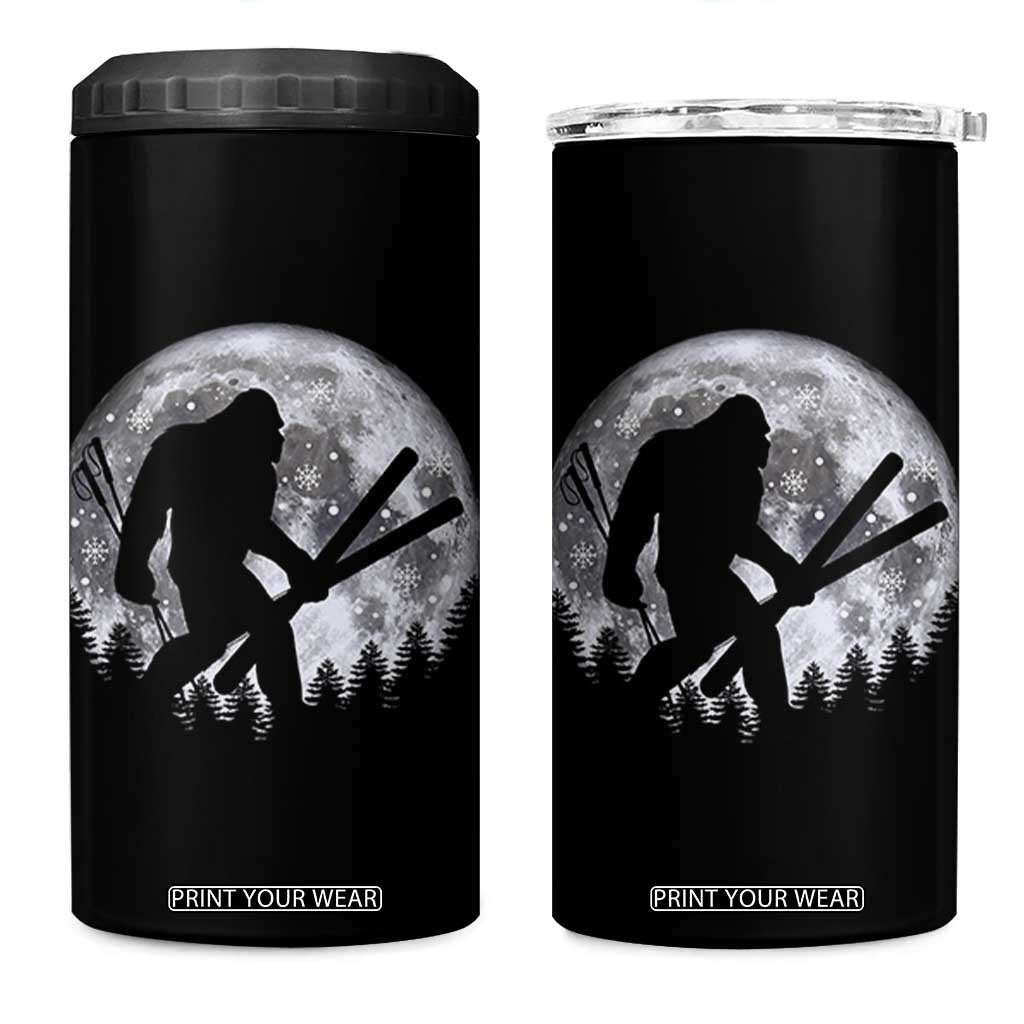 Funny Skiing Bigfoot Ski Winter Sport Moon 4 in 1 Can Cooler Tumbler TS11 One Size: 16 oz Black Print Your Wear