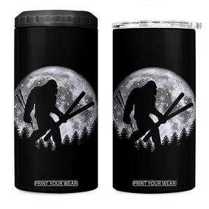 Funny Skiing Bigfoot Ski Winter Sport Moon 4 in 1 Can Cooler Tumbler TS11 One Size: 16 oz Black Print Your Wear