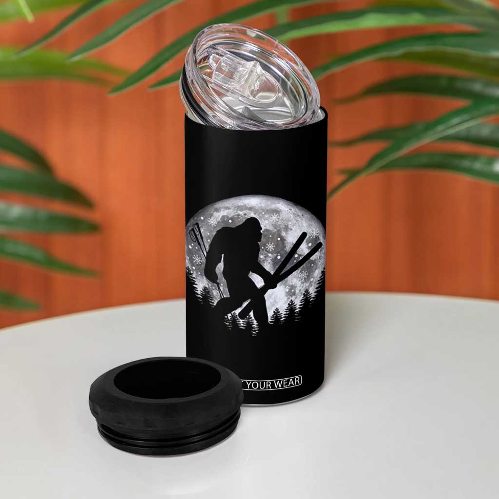 Funny Skiing Bigfoot Ski Winter Sport Moon 4 in 1 Can Cooler Tumbler TS11 Print Your Wear