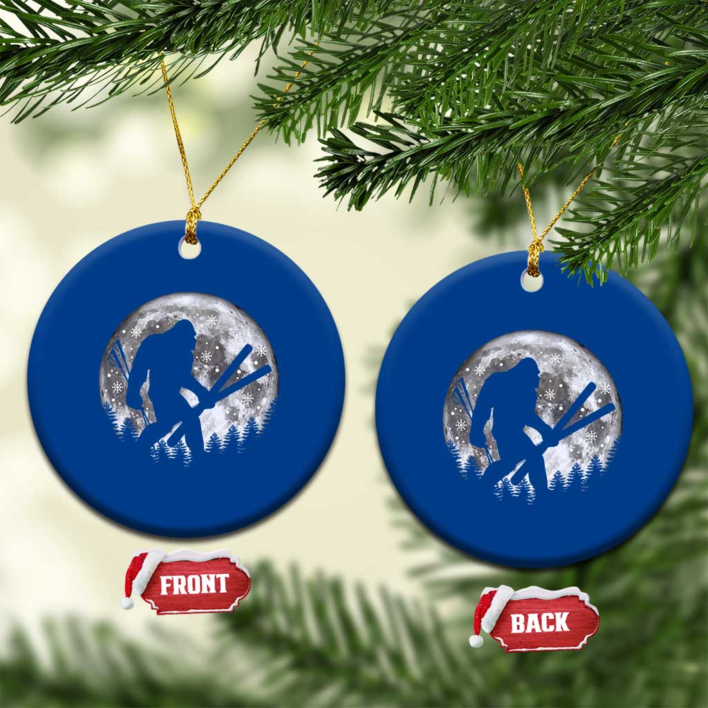 Funny Skiing Bigfoot Ski Winter Sport Moon Ceramic Ornament TS11 1pc Blue Print Your Wear