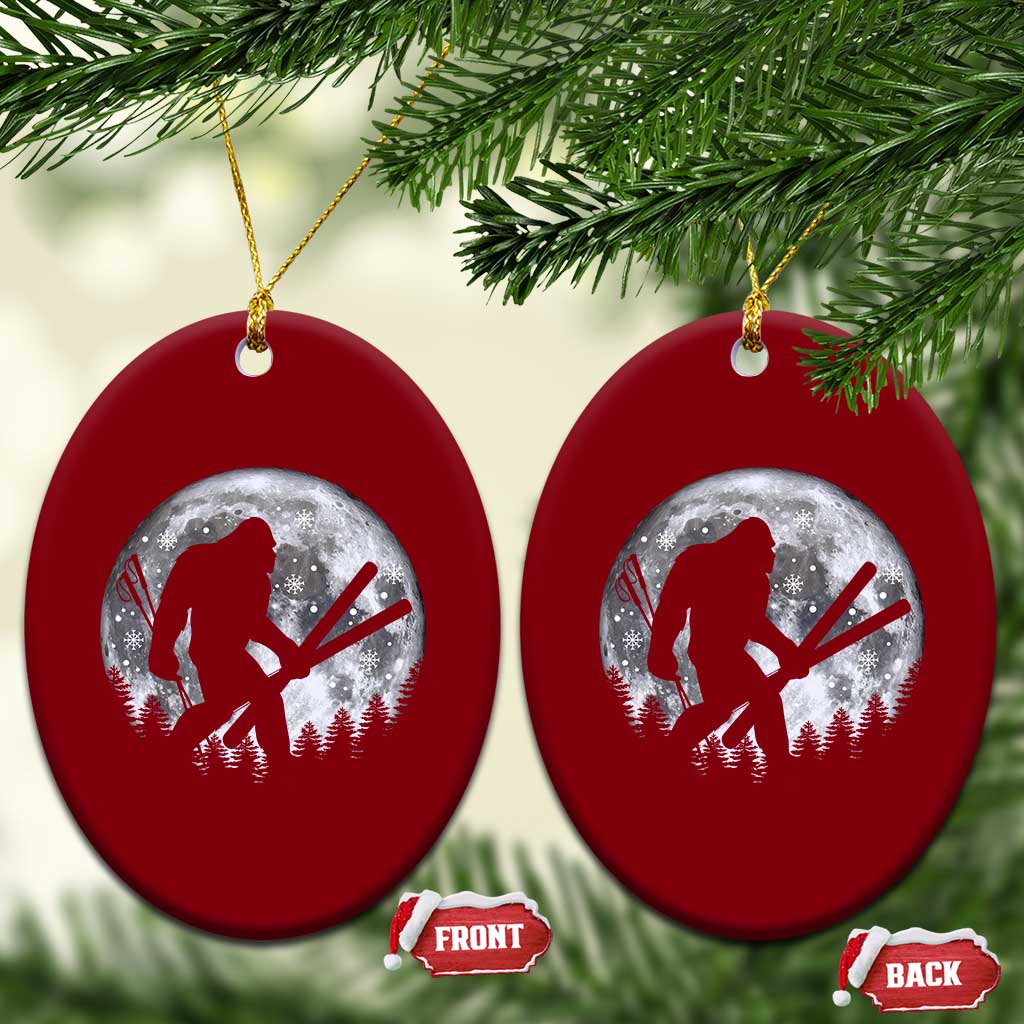 Funny Skiing Bigfoot Ski Winter Sport Moon Ceramic Ornament TS11 Print Your Wear