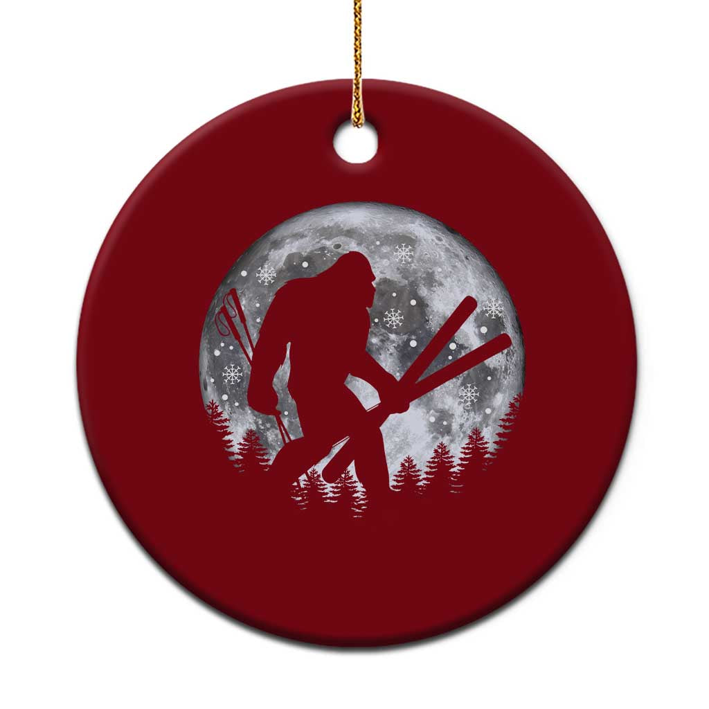 Funny Skiing Bigfoot Ski Winter Sport Moon Ceramic Ornament TS11 1pc Red Print Your Wear