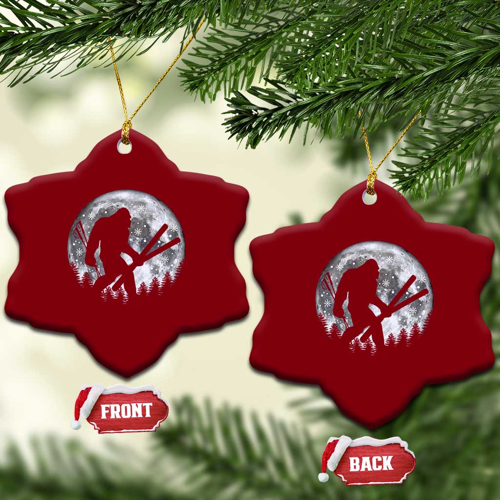 Funny Skiing Bigfoot Ski Winter Sport Moon Ceramic Ornament TS11 Print Your Wear