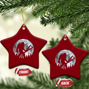 Funny Skiing Bigfoot Ski Winter Sport Moon Ceramic Ornament TS11 Print Your Wear
