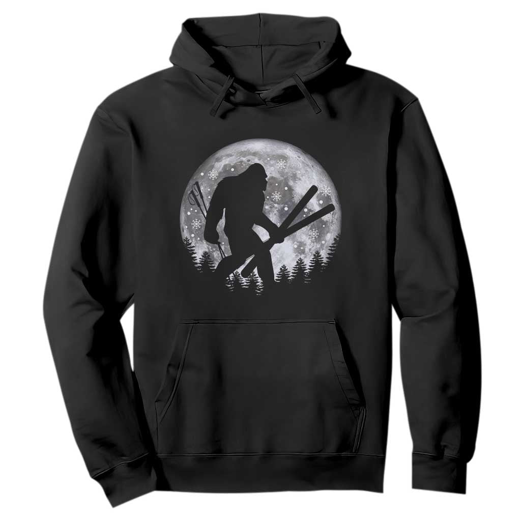 Funny Skiing Bigfoot Ski Winter Sport Moon Hoodie TS11 Black Print Your Wear