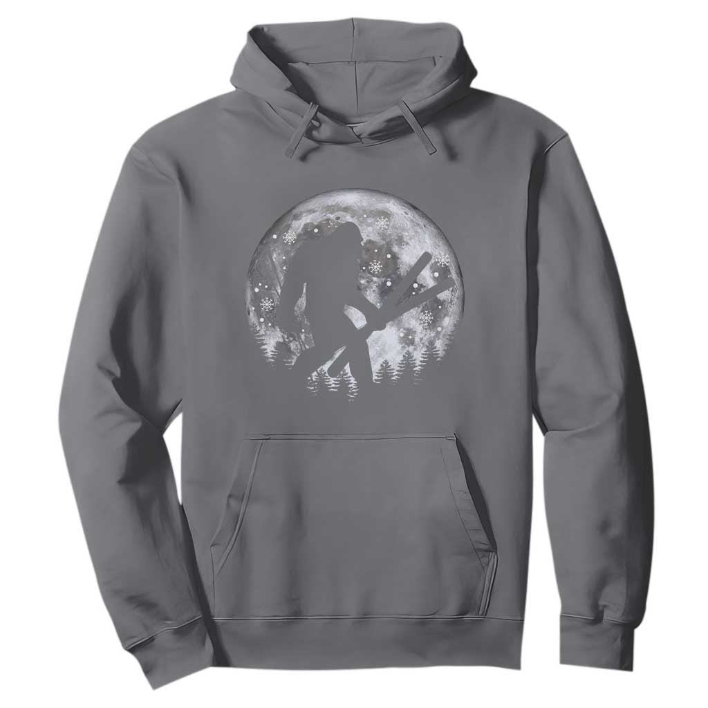 Funny Skiing Bigfoot Ski Winter Sport Moon Hoodie TS11 Charcoal Print Your Wear