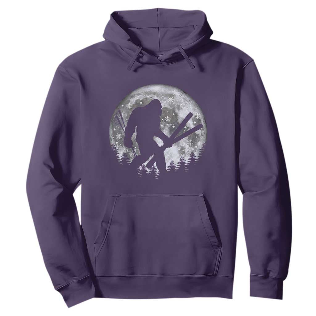 Funny Skiing Bigfoot Ski Winter Sport Moon Hoodie TS11 Purple Print Your Wear