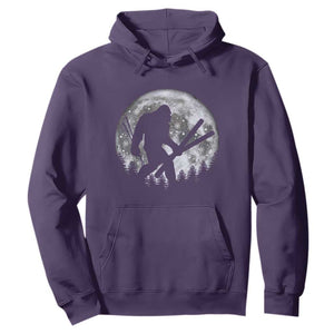 Funny Skiing Bigfoot Ski Winter Sport Moon Hoodie TS11 Purple Print Your Wear