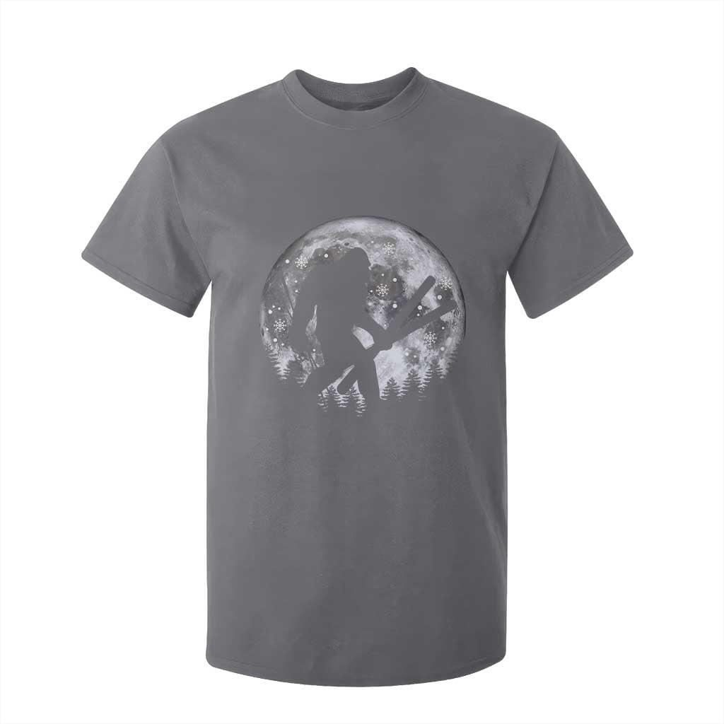 Funny Skiing Bigfoot Ski Winter Sport Moon T Shirt For Kid TS11 Charcoal Print Your Wear