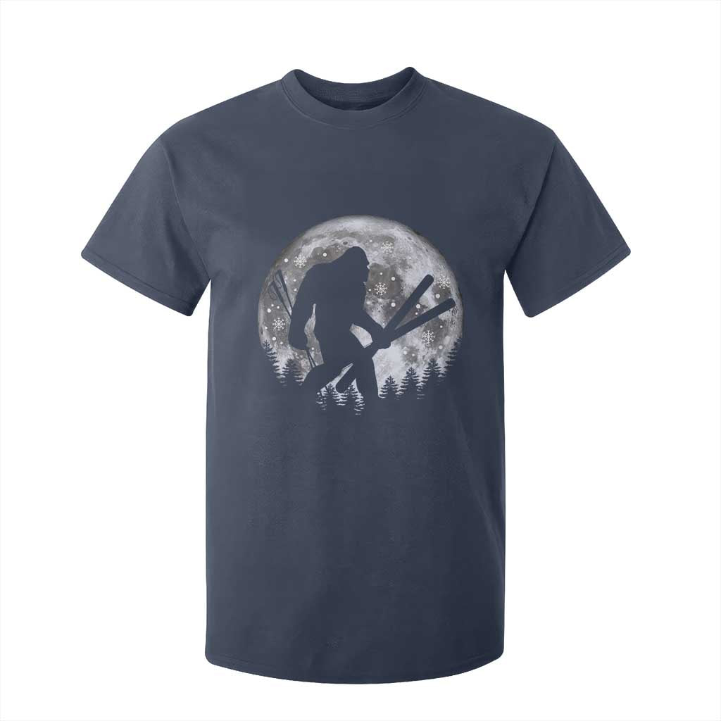 Funny Skiing Bigfoot Ski Winter Sport Moon T Shirt For Kid TS11 Navy Print Your Wear