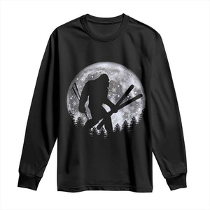 Funny Skiing Bigfoot Ski Winter Sport Moon Long Sleeve Shirt TS11 Black Print Your Wear