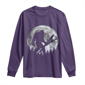 Funny Skiing Bigfoot Ski Winter Sport Moon Long Sleeve Shirt TS11 Purple Print Your Wear