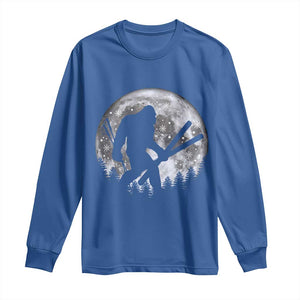 Funny Skiing Bigfoot Ski Winter Sport Moon Long Sleeve Shirt TS11 Royal Blue Print Your Wear