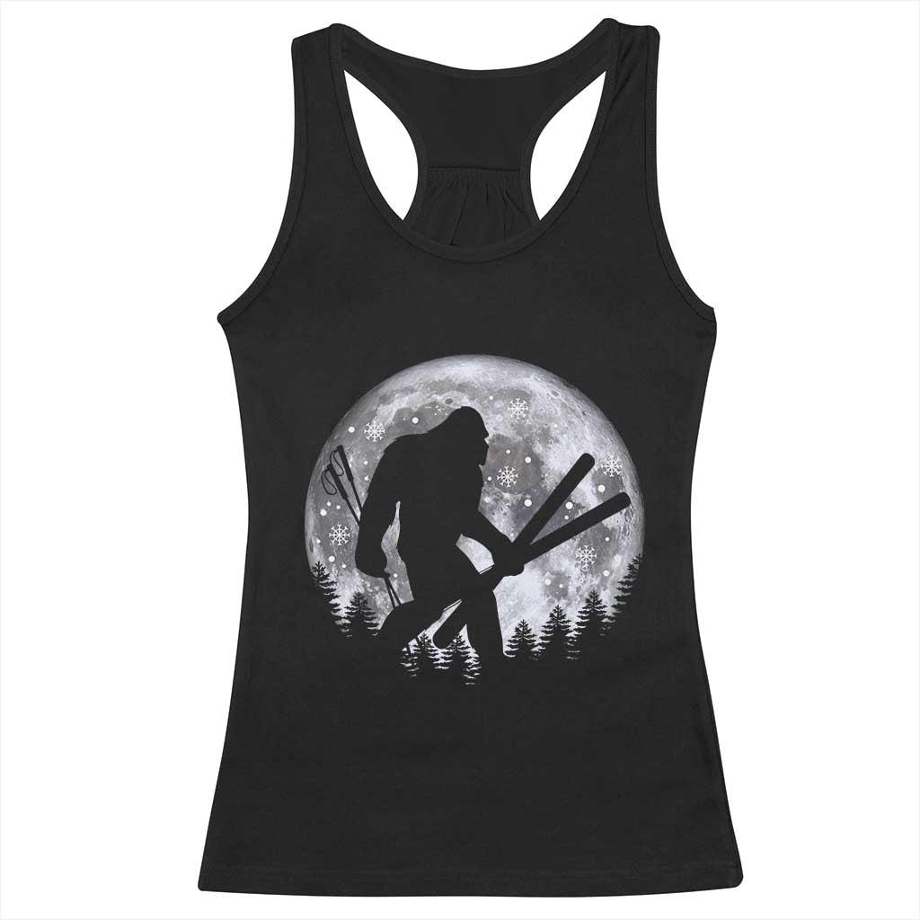 Funny Skiing Bigfoot Ski Winter Sport Moon Racerback Tank Top TS11 Black Print Your Wear