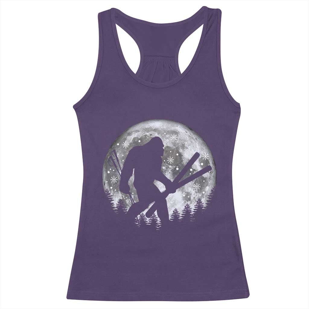 Funny Skiing Bigfoot Ski Winter Sport Moon Racerback Tank Top TS11 Purple Print Your Wear