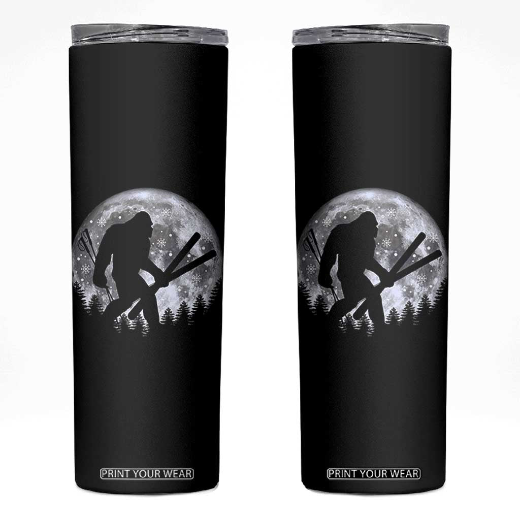 Funny Skiing Bigfoot Ski Winter Sport Moon Skinny Tumbler TS11 Black Print Your Wear