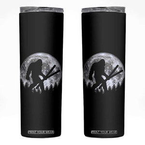Funny Skiing Bigfoot Ski Winter Sport Moon Skinny Tumbler TS11 Black Print Your Wear