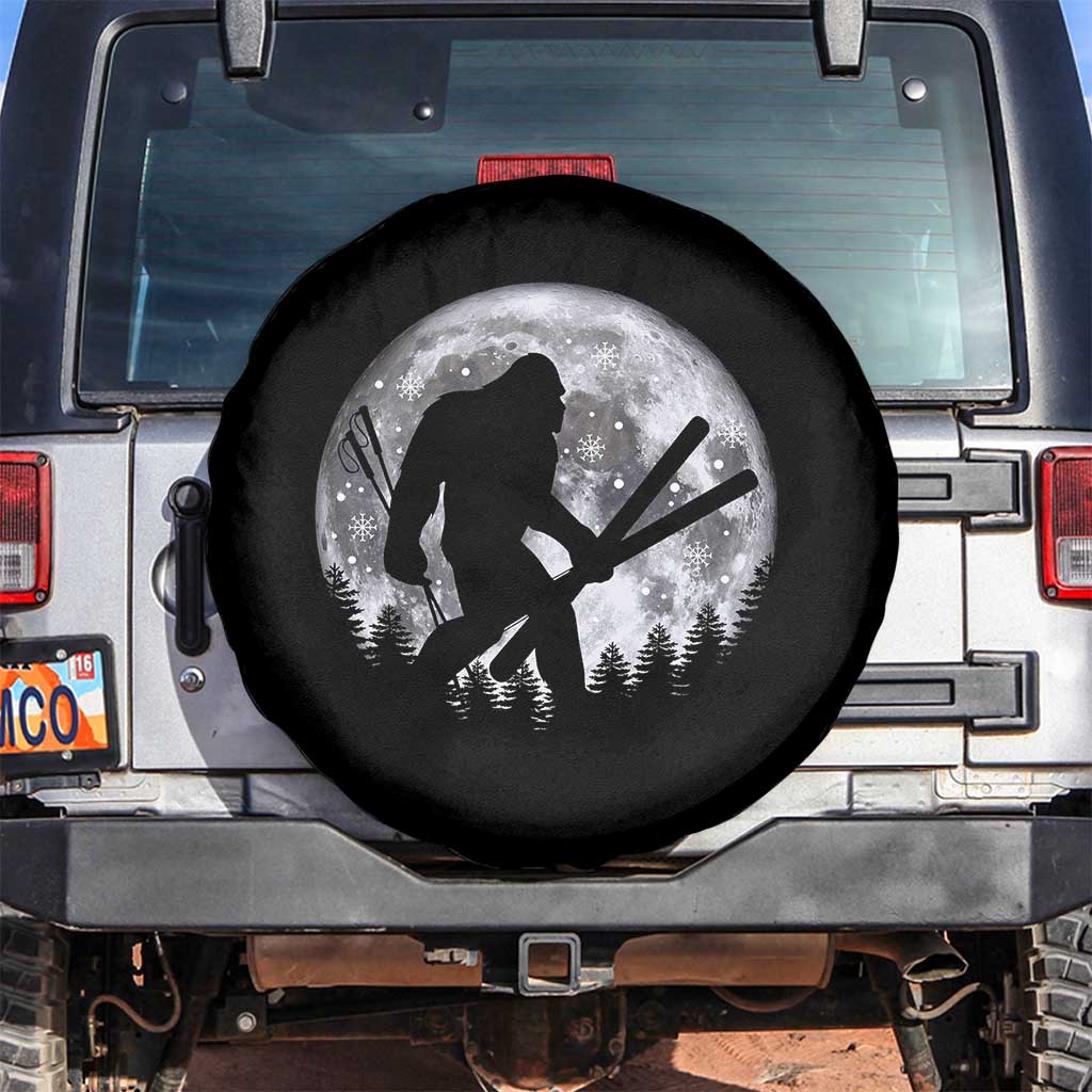 Funny Skiing Bigfoot Ski Winter Sport Moon Spare Tire Cover TS11 No hole Black Print Your Wear
