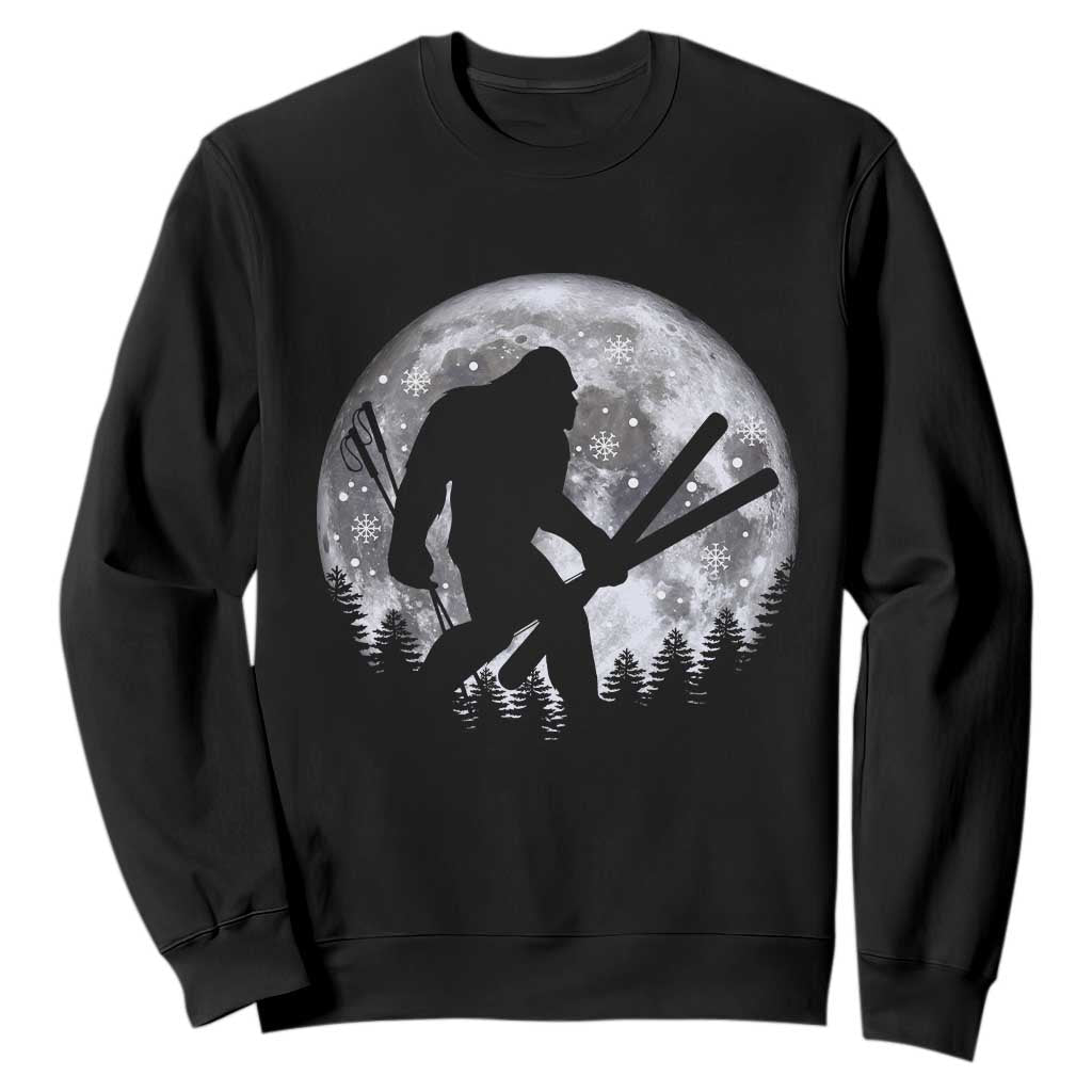 Funny Skiing Bigfoot Ski Winter Sport Moon Sweatshirt TS11 Black Print Your Wear