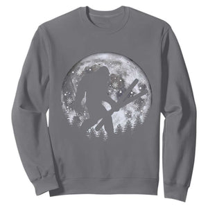 Funny Skiing Bigfoot Ski Winter Sport Moon Sweatshirt TS11 Charcoal Print Your Wear