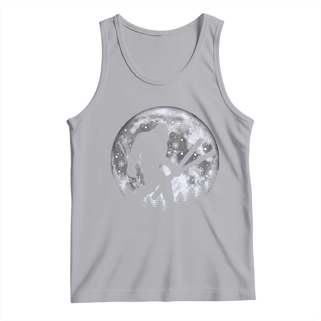 Funny Skiing Bigfoot Ski Winter Sport Moon Tank Top TS11 Athletic Heather Print Your Wear