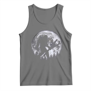 Funny Skiing Bigfoot Ski Winter Sport Moon Tank Top TS11 Black Heather Print Your Wear