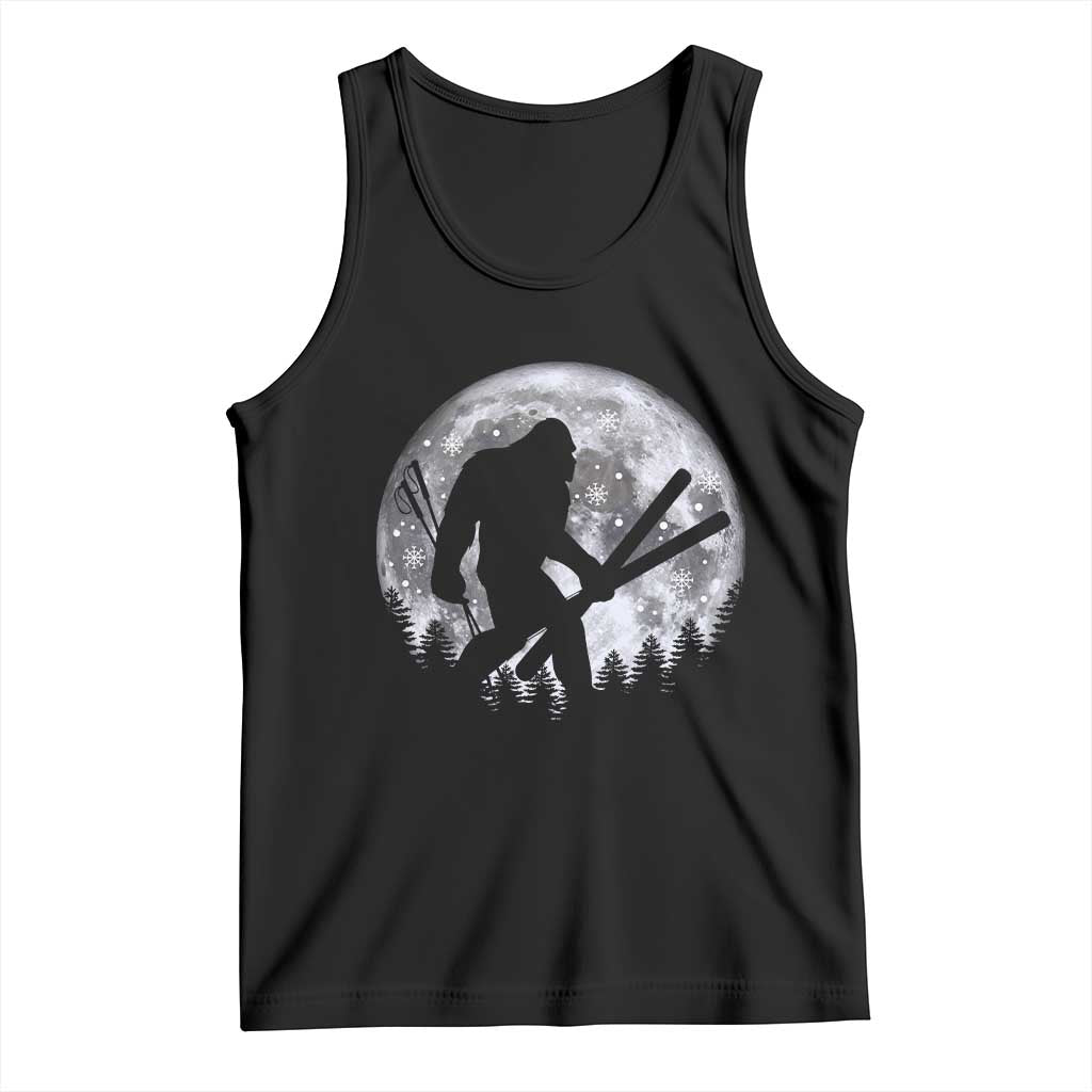 Funny Skiing Bigfoot Ski Winter Sport Moon Tank Top TS11 Black Print Your Wear