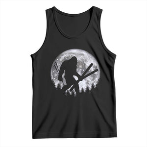 Funny Skiing Bigfoot Ski Winter Sport Moon Tank Top TS11 Black Print Your Wear