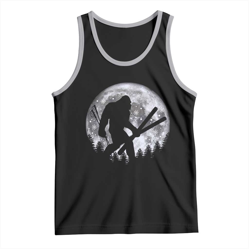 Funny Skiing Bigfoot Ski Winter Sport Moon Tank Top TS11 Black Athletic Heather Print Your Wear
