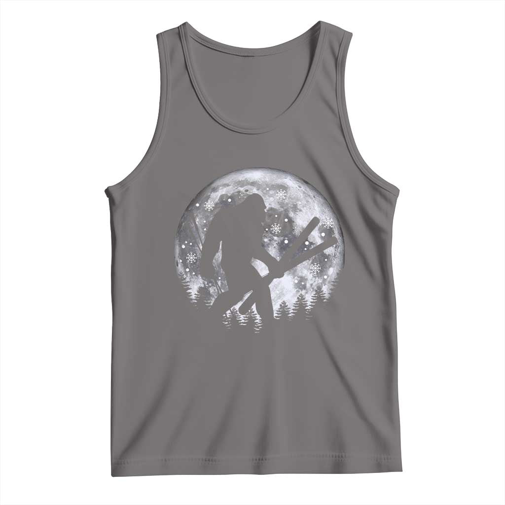 Funny Skiing Bigfoot Ski Winter Sport Moon Tank Top TS11 Deep Heather Print Your Wear