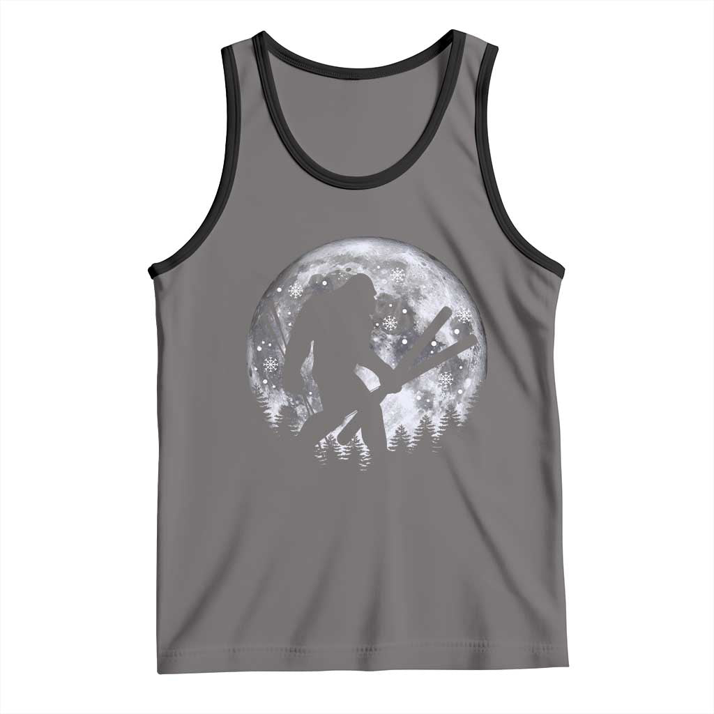 Funny Skiing Bigfoot Ski Winter Sport Moon Tank Top TS11 Deep Heather Black Print Your Wear