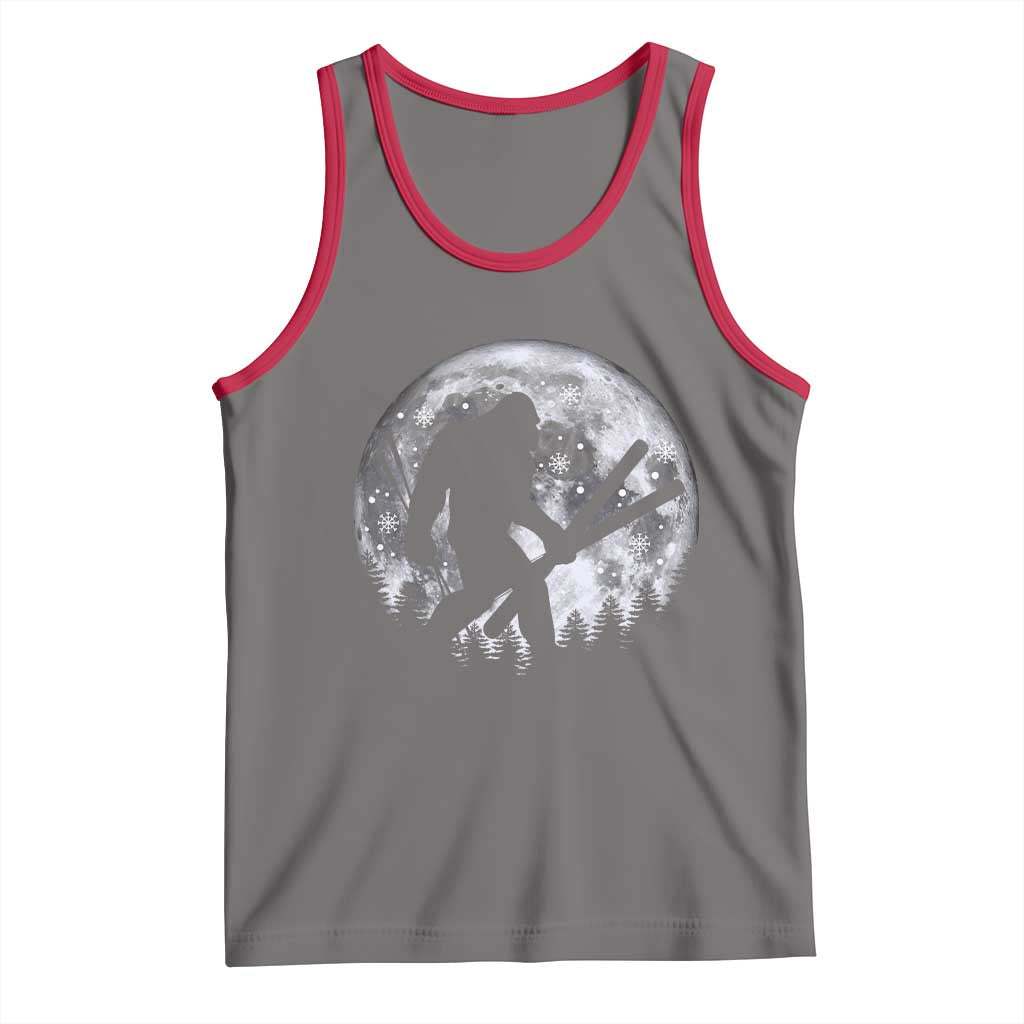 Funny Skiing Bigfoot Ski Winter Sport Moon Tank Top TS11 Deep Heather Red Print Your Wear