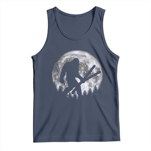 Funny Skiing Bigfoot Ski Winter Sport Moon Tank Top TS11 Navy Print Your Wear