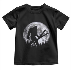 Funny Skiing Bigfoot Ski Winter Sport Moon Toddler T Shirt TS11 Black Print Your Wear