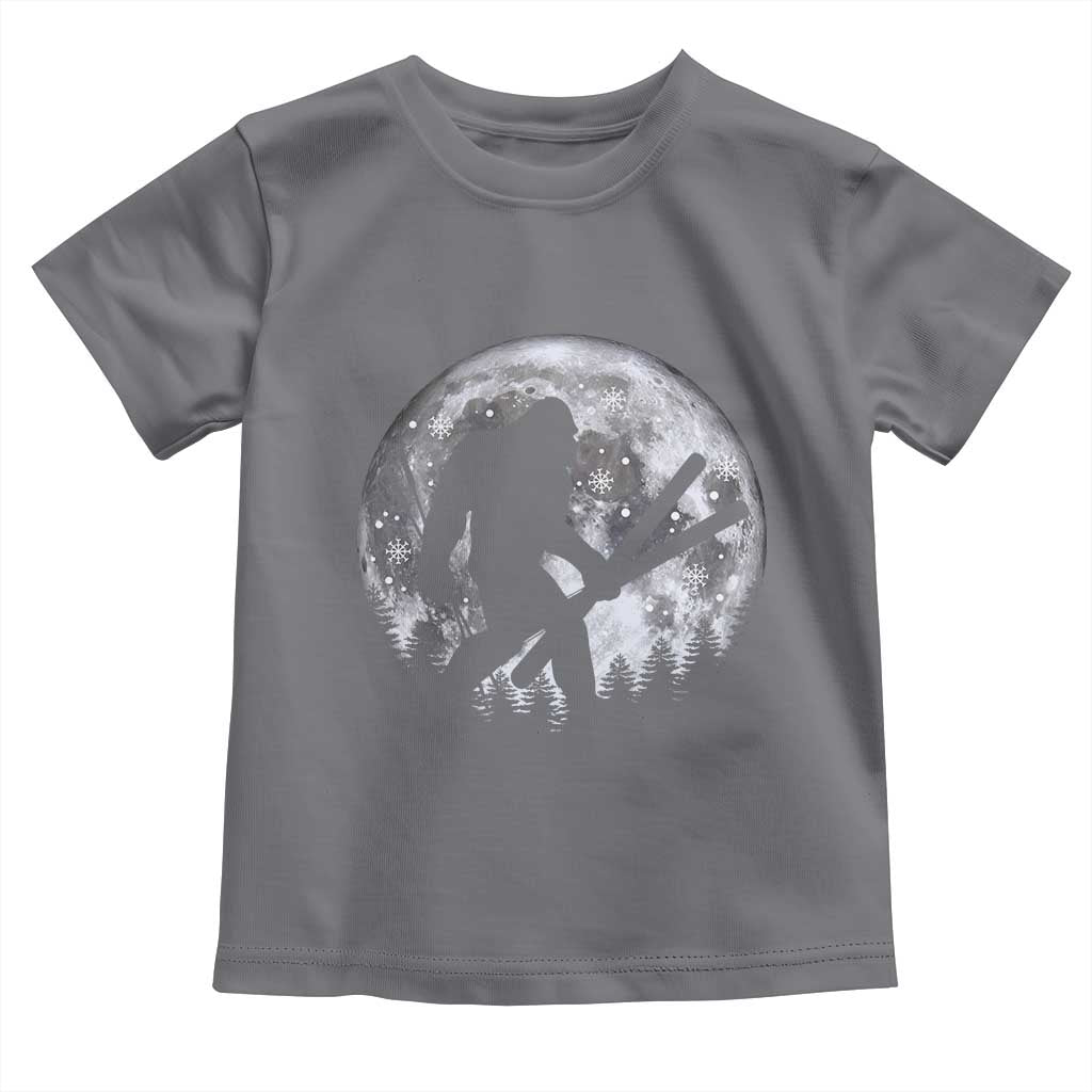 Funny Skiing Bigfoot Ski Winter Sport Moon Toddler T Shirt TS11 Charcoal Print Your Wear