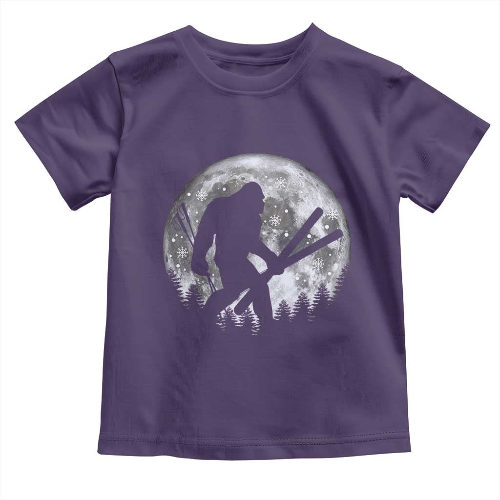 Funny Skiing Bigfoot Ski Winter Sport Moon Toddler T Shirt TS11 Purple Print Your Wear