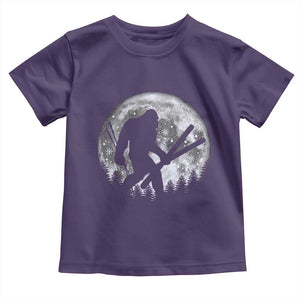 Funny Skiing Bigfoot Ski Winter Sport Moon Toddler T Shirt TS11 Purple Print Your Wear