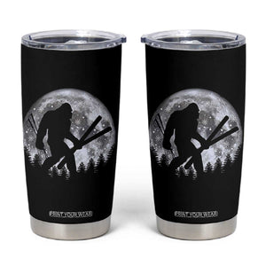 Funny Skiing Bigfoot Ski Winter Sport Moon Tumbler Cup TS11 Black Print Your Wear